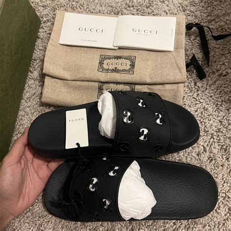 black gucci slides size 7|black Gucci slides nordstrom.